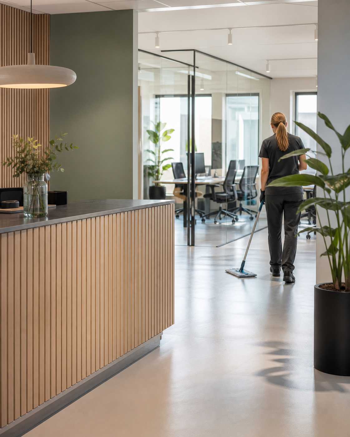 Rent og ryddig næringslokale etter daglig renhold